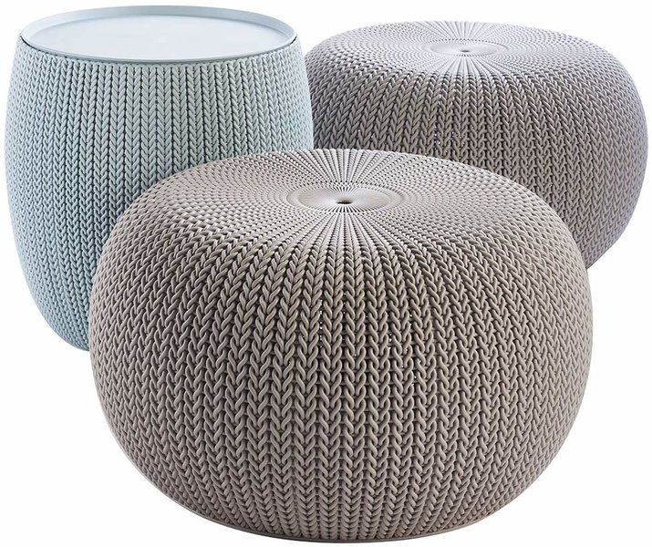 Keter Urban Knit Pouf Set, Dune/Misty Blue