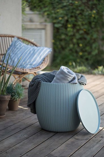 Keter Urban Knit Pouf Set, Dune/Misty Blue