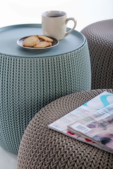 Keter Urban Knit Pouf Set, Dune/Misty Blue