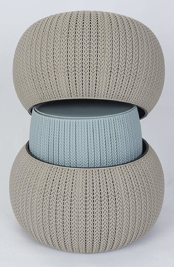 Keter Urban Knit Pouf Set, Dune/Misty Blue